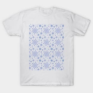 Pretty White & Blue Winter Snowflake Pattern T-Shirt